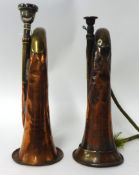 Two engraved bugles copper and brass