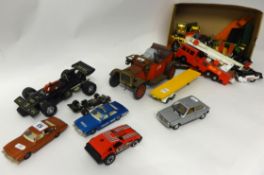 Various Diecast models, including Corgi also tinplate Vintage car, clock work mouse and pair of