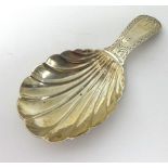 Georgian silver caddy spoon with shell bowl, Wm Channer, London 1790