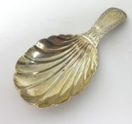 Georgian silver caddy spoon with shell bowl, Wm Channer, London 1790