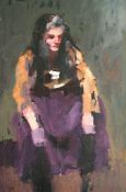 ROBERT LENKIEWICZ (1941-2002) 'Study of Esther in Purple'. oil on board. 46 x 31cm. Provenance: from
