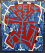 JOHN HOWLIN (1941-2006) mixed media on canvas 'P'Tit Kamikazi', 1992, 93cm x 76cm