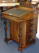 A late Victorian rosewood and marquetry inlaid Davenport