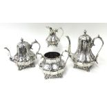 A four piece ornate silver plated tea service by Philip Ashberry & Sons, Sheffield