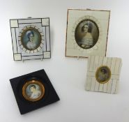 Four portrait miniatures including ivory framed (4)