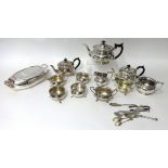 Quantity of silver plated wares including tea sets, entrée dish, teapot, cutlery etc