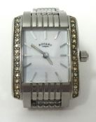 A modern Ladies stainless steel Rotary and diamond effect wrist watch with original box and outer