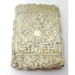 Victorian silver card case with engine turned design, 1899 Birmingham