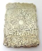 Victorian silver card case with engine turned design, 1899 Birmingham