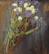 LISA STOKES oil on board 'Dried Flowers' signed on reverse, 48cm x 43cm