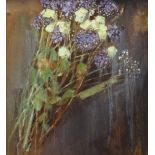 LISA STOKES oil on board 'Dried Flowers' signed on reverse, 48cm x 43cm