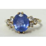 A sapphire and diamond ring in 9ct gold, ring size L