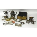 A mixed lot of various metal wares, silver plated wares, objects  also a Victorian family Bible