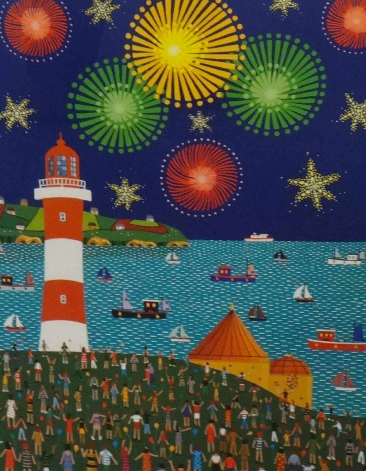 BRIAN POLLARD signed limited edition print. 'Plymouth Hoe, Fireworks' 40cm x 33cm