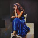 ROBERT O.LENKIEWICZ (1941-2002), 'Anna in Blue', signed, limited edition print, No 209/500, 38cm x