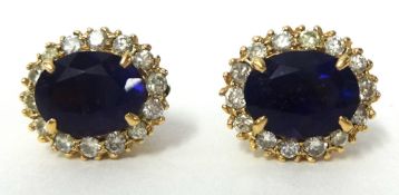 Pair of amethyst and diamond cluster earrings (matching Lot 183 and 184)