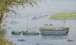 HARRY TAPP watercolour 'View from Wearde Quay', miniature, 9cm x 14cm