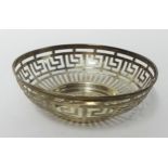 George V silver bon bon dish with pierced and key pattern border circa 1934