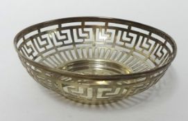 George V silver bon bon dish with pierced and key pattern border circa 1934