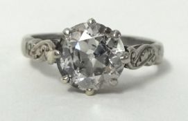 A diamond solitaire ring approximately 2 carats in 18ct white gold, ring size N 1.2