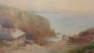 WILLIAM COOK of PLYMOUTH (1840-1897), attributed, watercolour 'View to the Sea' monogrammed and