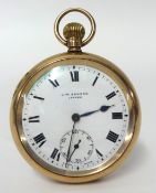 J.W.Benson, a 9ct gold open face and keyless pocket watch with sub second dial, working