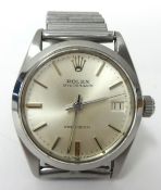 A Rolex small size Oyster Date Gents wrist watch, 30mm diameter with expandable bracelet, Fixo-