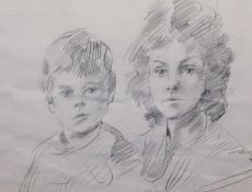 ROBERT LENKIEWICZ (1941-2002) a pencil portrait sketch circa 1970's, signed, 34cm x 43cm