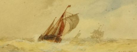F.J.ALDRIDGE (1850-1933)  a pair of miniature marine scenes in original gilt frames together with