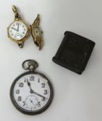 Two Ladies traditional wrist watches including Federal, novelty match vesta case and a silver open