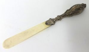 Art Nouveau silver handled page turner with ivory blade by Henry Williamson Ltd 1911