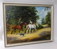 STAN K. MITCHELL (Devon artist) oil on canvas 'Shire Horse' traditional scene 70cm x 90cm, c1970