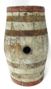 19th century Coopers made wood spirit barrel with iron rims, 35cm