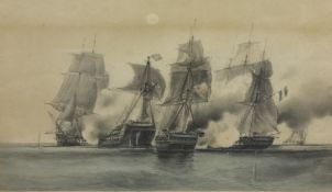 Two French antiquarian military marine prints (2)