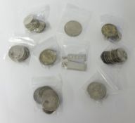 COINS seven bags of post 1920 silver coins, also the silver ingots and 1937 Crown