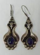 A pair of silver and amethyst style pair of earrings and various costume jewellery and a Five