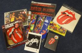 ROLLING STONES COLLECTION Rolling Stones ties, Art work, fan club items, collectors wall clock and