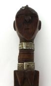 A carved wood Tribal Stick, possibly Tanzania 78cm long