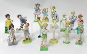 A group of fifteen Royal Worcester figures including 'Days of the Week' (15)