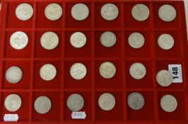 COINS a slide of two shillings to half-crowns Geo V to Geo VI silver coins (24)