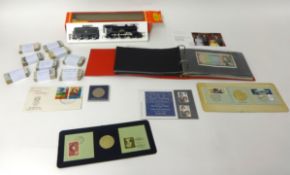 A Hornby loco, R259, BR Yorkshire, boxed also various cigarette cards, first day covers, album of