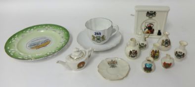 Small collection of crested wares mainly Plymouth including crested black cat fireplace and Plymouth