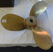 A brass propeller with old fashioned shallow pitch, 13cm x 46cm