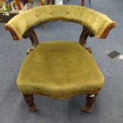 A Victorian 'Tub' chair upholstered in green and two similar balloon style chairs