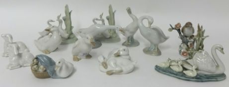 Six Lladro bird groups t/w six other bird and lamb groups mainly Nao (12)