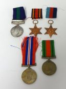 Collection of WWII medals awarded to C.W. Dennis including Burma Star, Defence medal, War medal, GSM