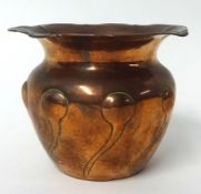 An Arts and Crafts copper small vases with flared neck stamped James  Weir Silversmiths of