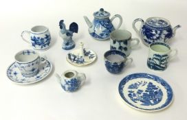Collection of small b/w china including Oriental, tea pots, small Chinese porcelain mugs etc (12)