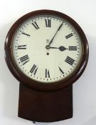 A mahogany GPO drop dial wall clock with fusee movement and pendulum