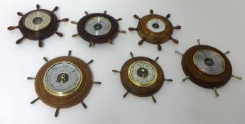Six various wheel barometers each of ships wheel design